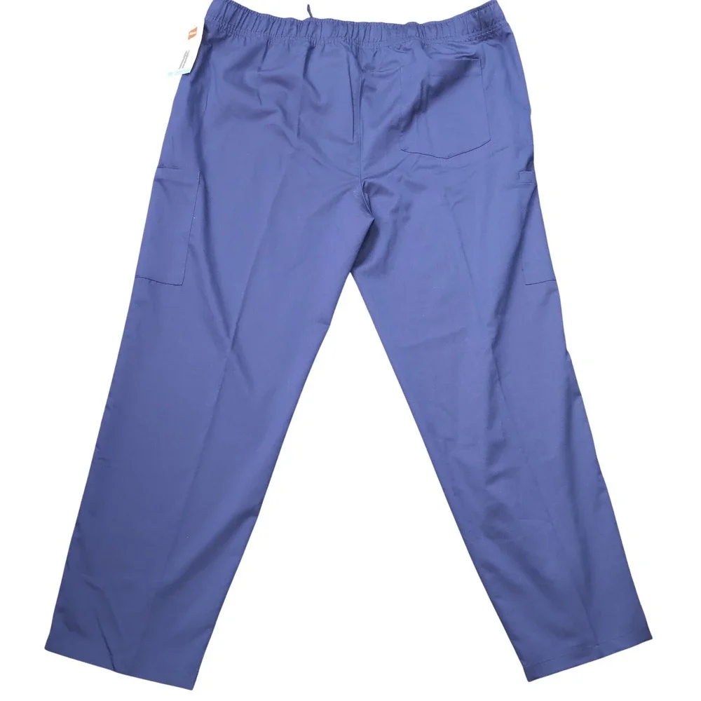 Hanes Scrub Pants Mens 2X Blue New Comfort Fit Straight Leg Cargo Drawstring